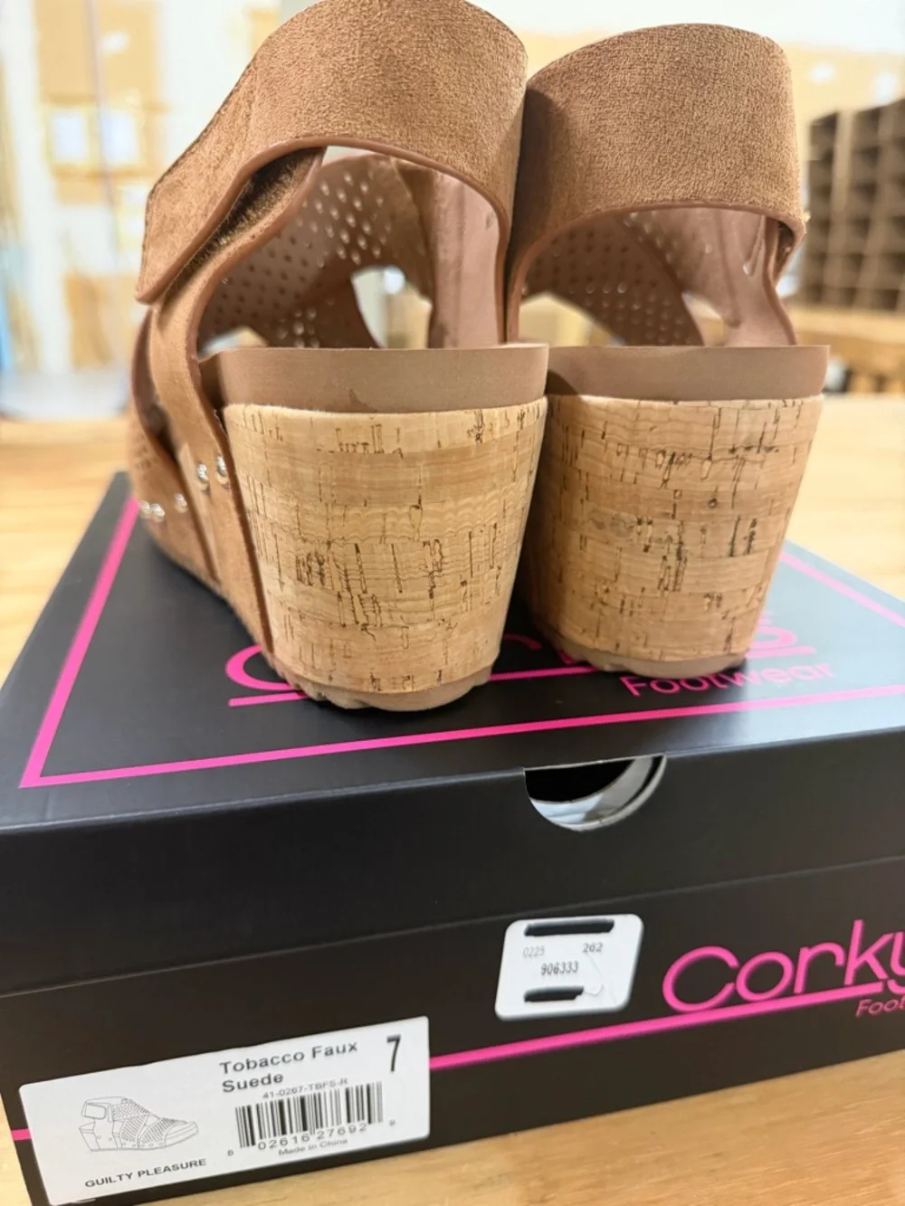 Corkys Perforated Suede Wedge Sandal in Brown - Picture 2 of 8